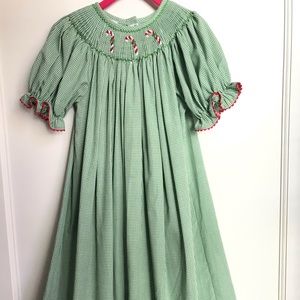 Silly Goose Candy Cane smocked dress